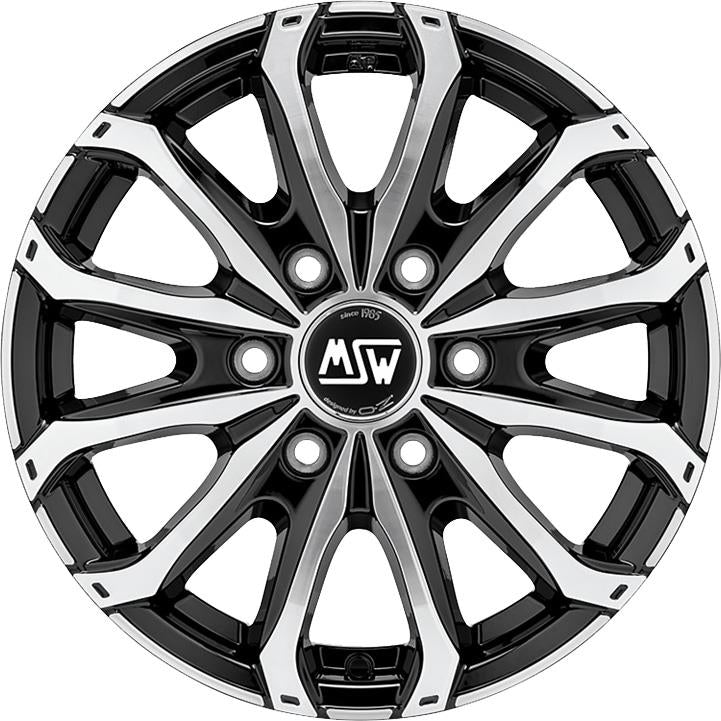 MSW 48 Van 6 Holes Gloss Black Full Polished 6,5x16 6x125 ET68 CB74,1 60° 1350 kg W19341002T56 rehvid – osta PRVShop.ee